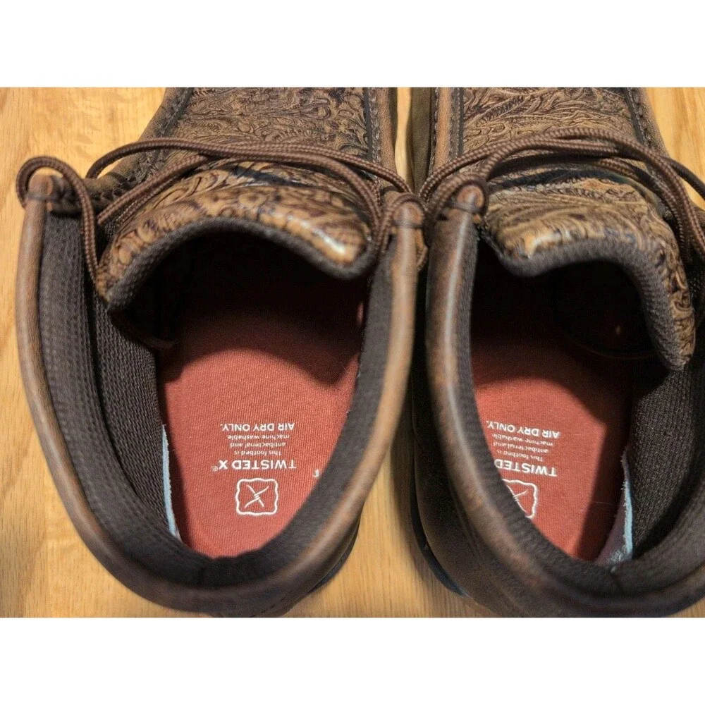 Twisted X Women's Sz 8 Tooled Chukka Driving Mocs Boots Leather Western WDM0079
